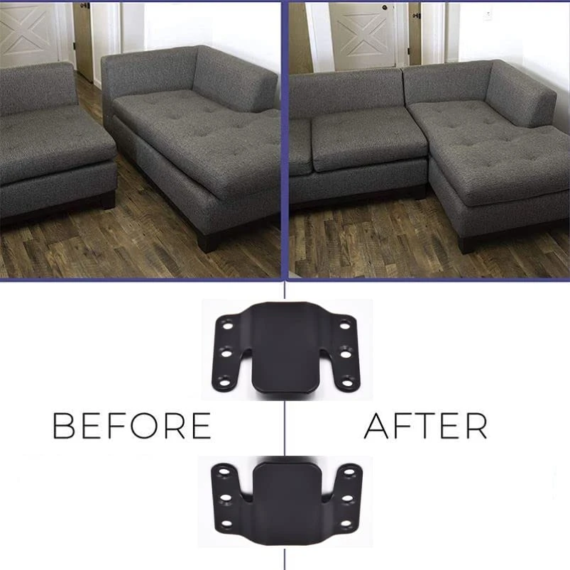 DERRILLA Universal Metal Sectional Furniture Interlocking Sofa Connector Bracket With Screws (Black, 4) - Image 3