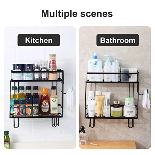 WORTHBUY Bathroom Over Toilet Storage Shelf, Bathroom Organizer, Above Storage Cabinet Restroom Paper Holder, No Drilling Space Saver With Wall Mounting Design (Black) - Image 5