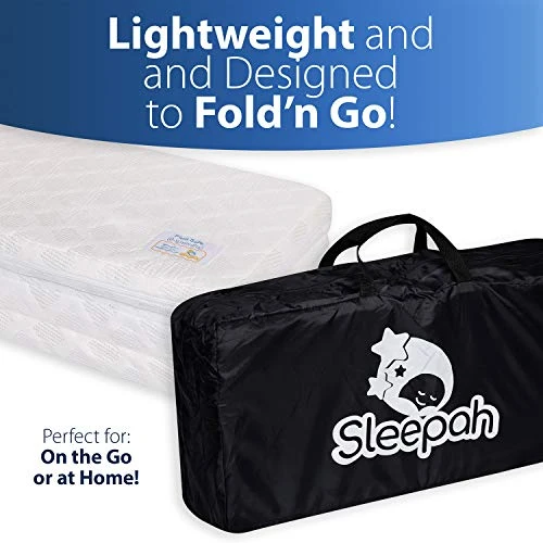 Sleepah Pack And Play Mattress Tri-Fold Double Sided Pad (Firm For Babies) & Soft Memory Foam (for Toddlers) Play Yard Mattress Pad Fits Most Pack N Play Playpens Cribs Foldable With Cary Bag - Image 3