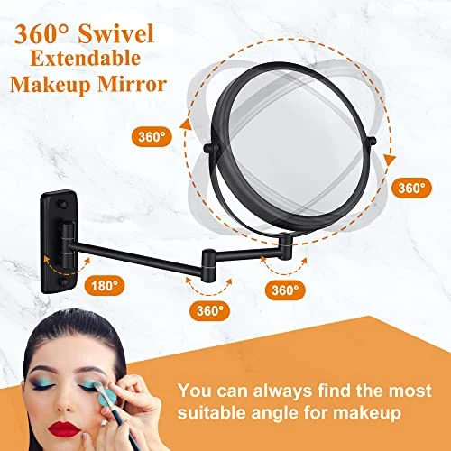 DECLUTTR Wall Mounted Makeup Mirror With 5X Magnification, 8 Inch Double Sided Vanity Magnifying Mirror For Bathroom, Black - Image 3