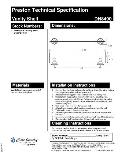 Moen DN8490CH Preston Collection 19.5-Inch Wide X 4-Inch Deep Decorative Glass Bathroom Vanity Shelf, Chrome - Image 5