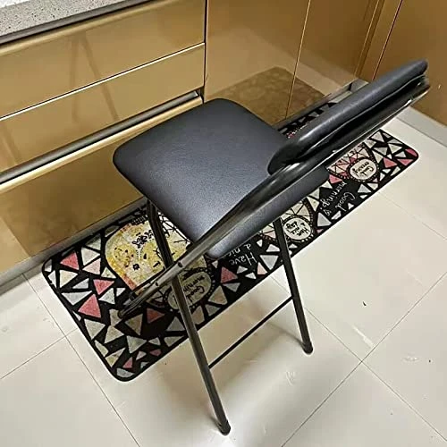 DDB Folding Bar Stool With Backrest,Leather Padded Counter Height Foldable Stool,Portable Folding Stool Tall Bar Stools For Outdoor Kitchen Shop Cafe,1 PC,Black,seat Height 27.5inch - Image 5
