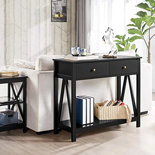 Yaheetech Console Table With 1 Drawer And Open Storage Shelf, Narrow Long Sofa Table For Living Room Entryway, 39.5X 14 X 31.5ββ (LxWxH), Easy Assembly - Black - Image 4