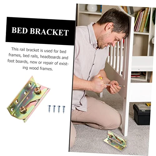 DOITOOL 4 Pcs Bed Hinge Heavy Duty Bed Frame Non- Mortise Bed Bracket Bed Rail Brackets Frame Holder Stand Rust Proof Frame Bracket Furniture Rail Bracket No Mortise Bed Brackets Iron Bed - Image 6