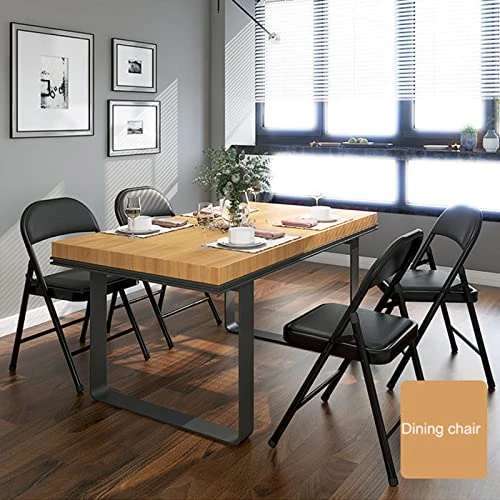 SKONYON Padded Seat Folding Chair Metal Frame Folding Chairs For Home Office, Double Braced, 4 Pack, Black - Image 2