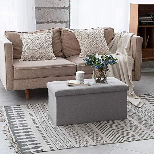 Camabel Folding Storage Ottoman Bench Cube Holds Up To 660lbs 30 Inch Fabric Storage Chest With Memory Foam Seat Footrest Padded Upholstered Tufted For Bedroom BG364 - Image 2