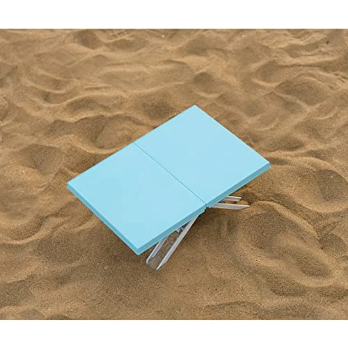Maarch Small Folding Table, Portable Beach Table, Tray Table, Foldable Low Picnic Camping Table For Sitting On The Floor, Light Blue - Image 3