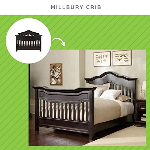 Full-Size Conversion Kit Bed Rails For Baby Appleseed & Eco-Chic Cribs | Fits Beaumont, Chelmsford, Clover, Davenport, Dorchester, Millbury, Palisade And Stratford Cribs (Espresso) - Image 4