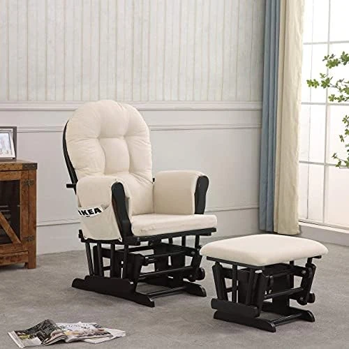 REJOICE HOME Atoll Glider With Ottoman, Black/Beige - Image 4