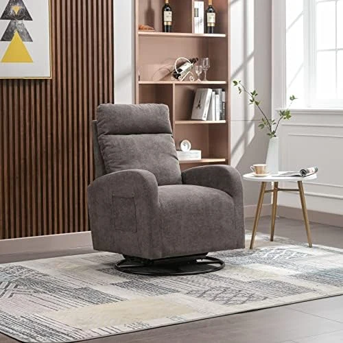 GNIXUU Rocking Chair Nursery, Swivel Glider With Ottoman, Accent Chairs Rocker With Arm For Living Room, Baby Room, Bedroom, White Teddy Fabric - Image 11