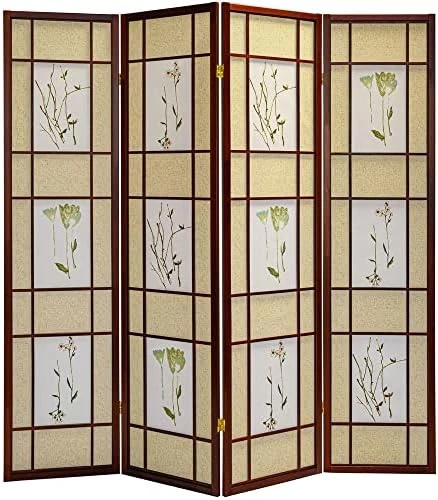 Legacy Decor 4 Panel Room Divider Privacy Screen Botanical Floral Accented Natural Color 71 Tall X 70 Inches Wide - Image 10
