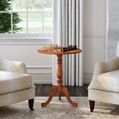 GENERIC Olive Ash Game Accent Table Brown Wood Handmade