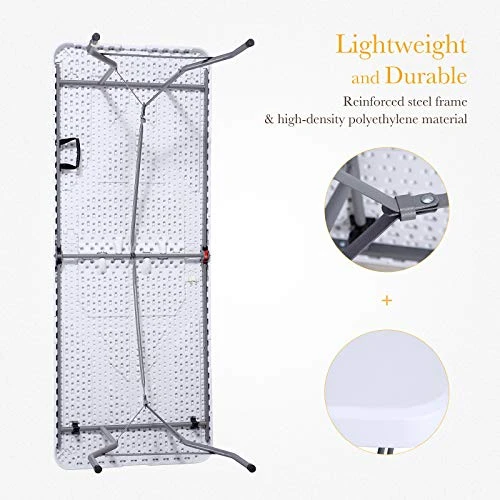 Uenjoy 6' Portable Folding Table Plastic Indoor Outdoor Picnic Party Camp Dining White - Image 6