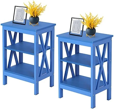 VECELO End Side Table With Storage Shelf Living Room,Bedroom Furniture, White(Set Of 2), Nightstand With Shelves - Image 11