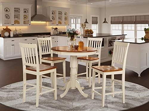 East West Furniture JAVN5-MAH-W Dining Set, 5-Piece - Image 7