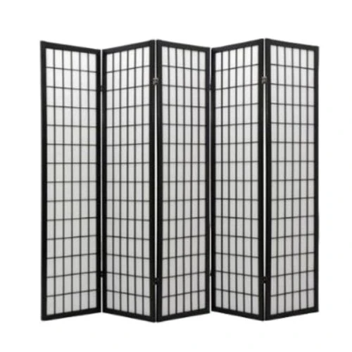 Japanese Oriental Style Room Screen Divider (Black 5 Panel)