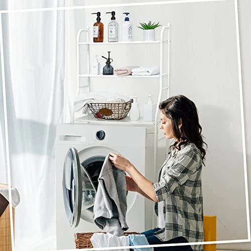 Chunful 3 Tier Over The Toilet Storage 3 Shelf Bathroom Organizer Over Toilet 63 X 27 X 10 Inches Over The Toilet Shelf Stable Freestanding Multifunctional Toilet Racks, Metal, White - Image 6