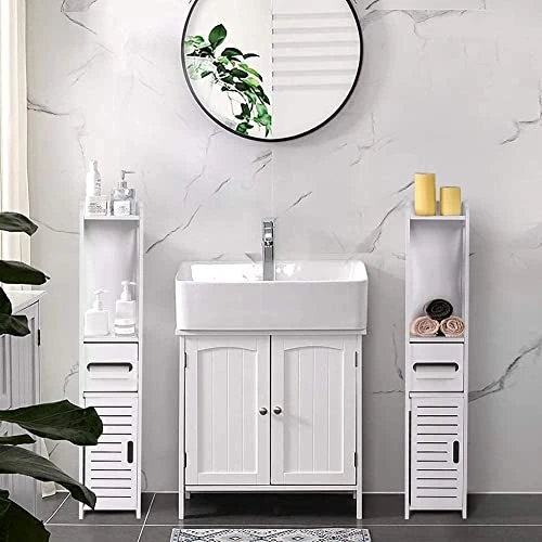 Bathroom Storage Cabinet, Bathroom Toilet Furniture Cabinet Easy To Install Wood Cupboard Shelf Tissue Storage Rack (31.5 X 6.1 X 5.9inch) - Image 3