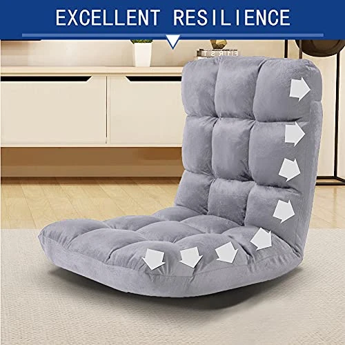 FLOGUOR Indoor 5-Position Adjustable Floor Chair With Back Support Folding Padded Gaming Sofa Chair, Lounge Chair For Adults Video Gaming, Perfect For Meditation, Reading, Beige QL050-GR - Image 4