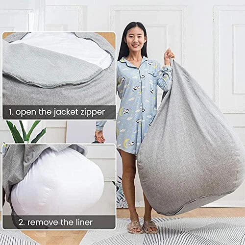 TJOUL Scorpiuse Bean Bag Inner Liner, Easy Cleaning Bean Bag Insert Replacement Cover For Bean Bag Chair, Zipper Opening No Filler (M-31.5"X35.5") - Image 3