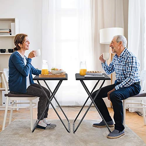 AMERIERGO Folding Table - No Assembly Required TV Tray For Eating On The Couch, Stable Dinner Foldable Table, Snack Coffee End Table Small Table Easy Storage For Living Room & Bedroom - Image 2