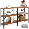 Best Choice Products Large Console Table, 3-Tier 55in Rustic, Industrial Sofa Table Storage For Living Room, Entryway, Foyer, Hallway W/EVA Non-Scratch Feet, Steel Frame - Brown