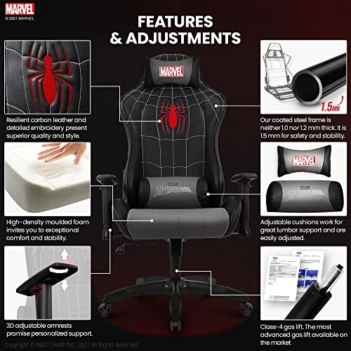 Marvel Avengers Gaming Chair Desk Office Computer Racing Chairs - Adults Gamer Ergonomic Game Reclining High Back Support Racer Leather (Spider-Man) - Image 3
