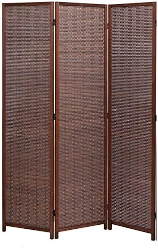 Legacy Decor 3 Panel Natural Color Wood And Bamboo Weave Room Divider - Image 9