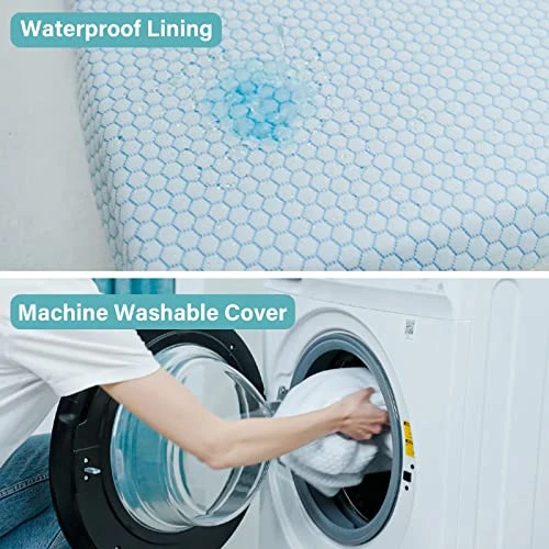 Hush Hutting 5" Memory Foam Crib Mattress, Dual Sided Waterproof Toddler Bed Mattress, Double-Layer Baby Mattresses For Infant And Toddler With Removable Bamboo Mattress Cover - White & Blue - Image 4