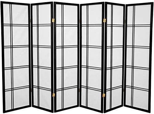 Oriental Furniture 5 Ft. Tall Double Cross Shoji Screen - Honey - 6 Panels - Image 4