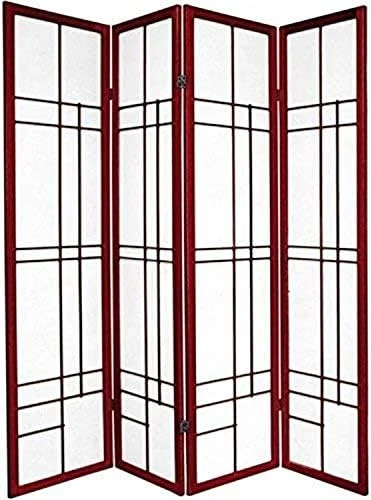 Oriental Furniture 6 Ft. Tall Eudes Shoji Screen - Rosewood - 6 Panels - Image 6