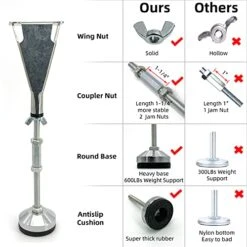 Ironwork 3 Pcs Adjustable Height Center Support Leg For Bed Frame, Wooden Bed Center Slat Support Leg, Heavy Furniture Support Leg Replacement Foot (XXM26)