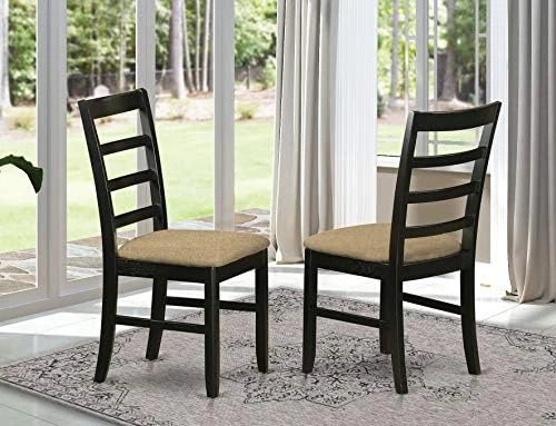 East West Furniture PFC-CAP-W Parfait Dinette Chairs - Ladder Back Solid Wood Seat Dining Chairs, Set Of 2, Cappuccino - Image 3