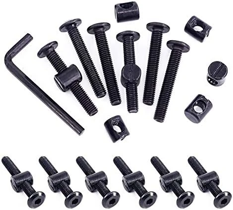 Swpeet 51Pcs Black M6 × 15mm Crib Hardware Screws, Hex Socket Head Cap Crib Baby Bed Bolt And Barrel Nuts With 1 X Allen Wrench Perfect For Furniture, Cots, Crib Screws (M6x15mm) - Image 10