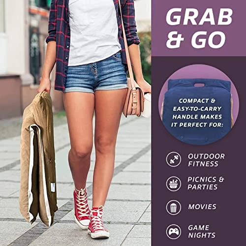 BonVIVO III Floor Chair With Back Support - Floor Gaming Chair, Padded Folding Sofa Chair, Folds Half, Adjustable Meditation Chair, Portable Floor Seat For Adults And Kids, Folds Half - Blue & Beige - Image 3