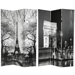 Oriental Furniture 6 Ft. Tall Double Sided Paris Room Divider - Eiffel Tower/Arc De Triomphe
