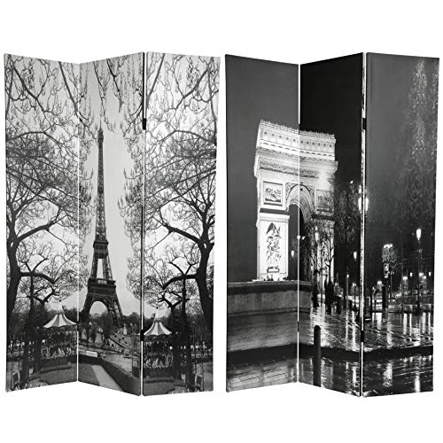Oriental Furniture 6 Ft. Tall Double Sided Paris Room Divider - Eiffel Tower/Arc De Triomphe