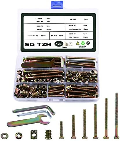 123PCS M6 Kit Crib Screws Baby Bed Screws Hardware Replacement Kit, Hex Socket Head Cap Screws Nuts For Furniture Beds Crib By SG TZH - Image 8