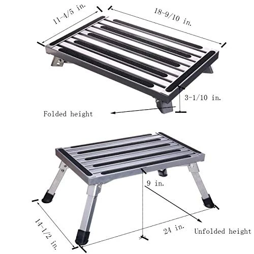 DLLJ Aluminum Folding Platform Steps With Anti-Slip Surface/Sturdy Lightweight Portable Step Stool For Outdoor Kitchen Bathroom Library RV - Image 3