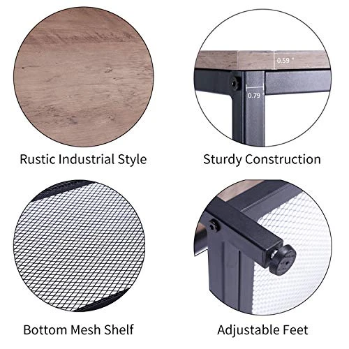 FIVEGIVEN Rustic Console Sofa Table Industrial Entryway Hallway Table Narrow With Shelves For Living Room Oak 43.3 Inch - Image 3