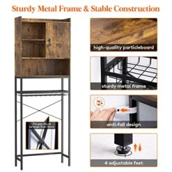 Lifewit Over The Toilet Storage Cabinet, Bathroom Organizer Shelves Over Toilet Storage, Freestanding Bathroom Rack Space Saver With Adjustable Shelves, Rustic Brown