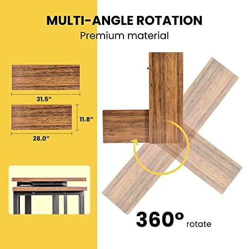 VIVOHOME Sofa Side Table 360° Rotating Mobile End Table Movable Laptop Table With 2 Tiers Storage Shelves 6 Universal Casters For Home Office - Image 5