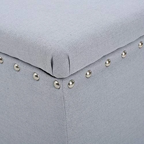 Christopher Knight Home Tatiana Fabric Storage Ottoman, Light Grey,18.25"D X 42.00"W X 18.25"H - Image 4