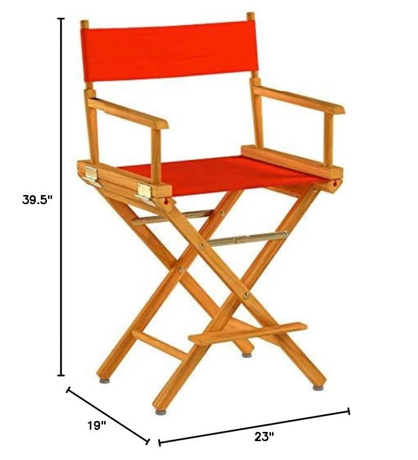 Casual Home Director's Chair ,Honey Oak Frame/Orange Canvas,24" - Counter Height - Image 6