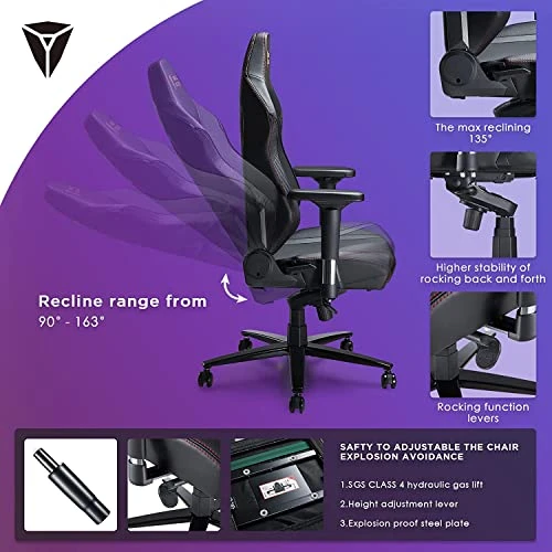Noblerocker Gaming Chair Ergonomic PC Game Chair- Lumbar Support Headrest 4D Armrests Computer Chair, Big And Tall Comfortable Large - Image 2