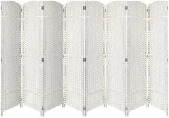 Sorbus Room Divider Privacy Screen, 6 Ft. Tall Extra Wide Foldable Panel Partition Wall Divider, Double Hinged Room Dividers And Folding Privacy Screens (White)
