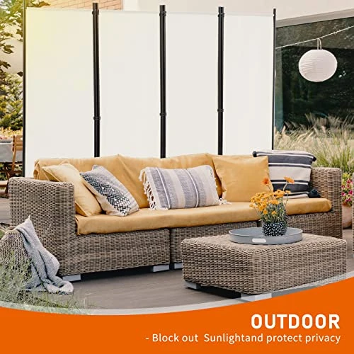 OUTGAVA 4 Panel Portable Room Divider Folding Partition Privacy Screen 5.6 FT Room Separator Freestanding Wall Divider For Office,Bedroom And Study (Beige) - Image 2