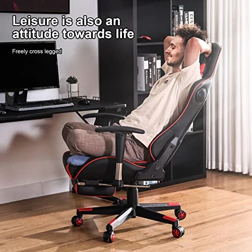 GTRACING Gaming Chair With Footrest Speakers Video Game Chair Bluetooth Music Heavy Duty Ergonomic Computer Office Desk Chair Red - Image 4