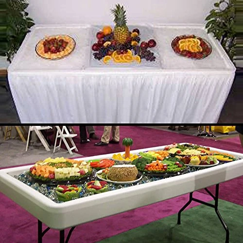 Modern Home 4' Portable Folding Party Ice Bin Table With Skirt - Black - Image 6