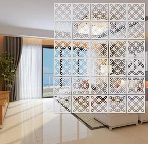 BMIDRUT 12Pcs/Set Hanging Room Divider White DIY Panel Screens Partition Wall Dividers Room Decorative With All Accessories 11.4x11.4 Inch (M6) - Image 11